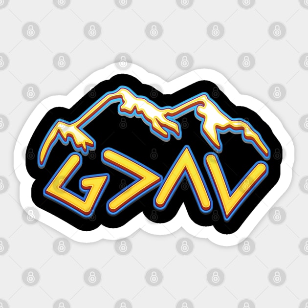 God is Greater Than The Highs and Lows, Christian, Faith, Bible Verse, Mountain Sticker by ChristianLifeApparel